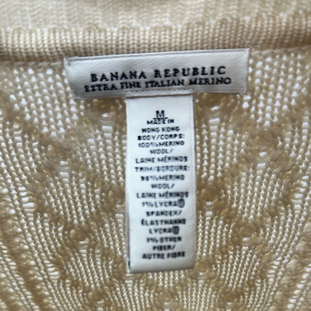 Banana Republic Extra Fine Italian Merino wool cream longline button down cardig - Picture 3 of 8